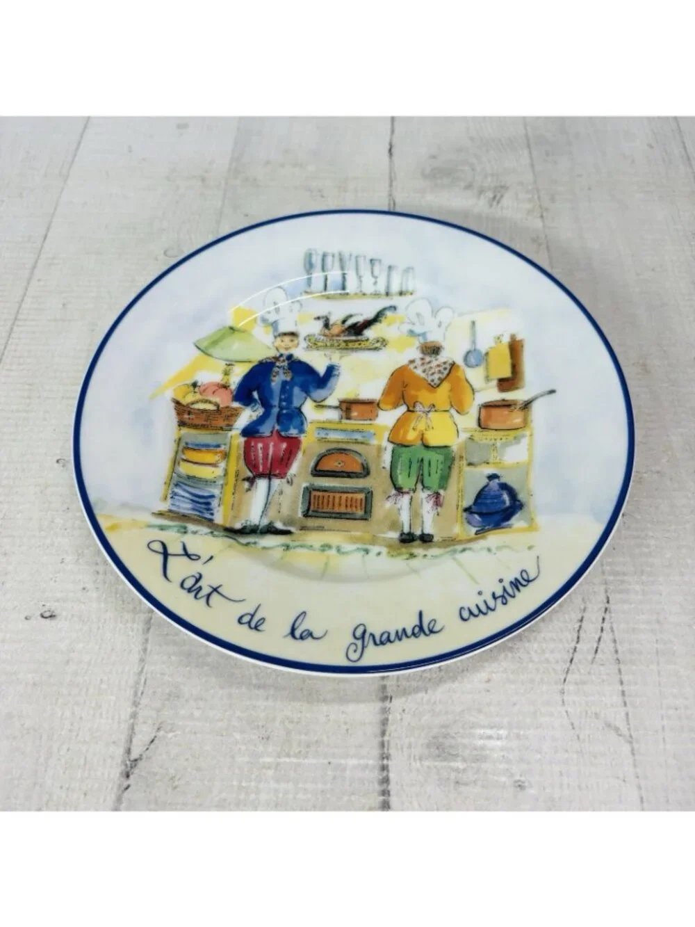 Vintage William Sonoma FRENCH CHEF Cooking Salad Dessert Plates Complete Set 6